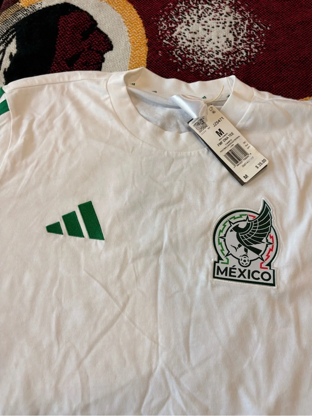 adidas White & Green Mexico Soccer shirt medium nwt
